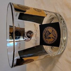 Cera Vintage Mid Century Modern MCM Glass Ice Bucket Gold Black Coins Dollars